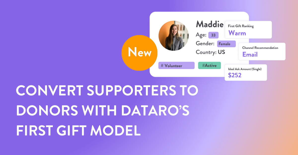 >Convert supporters to donors with Dataro’s First Gift Model